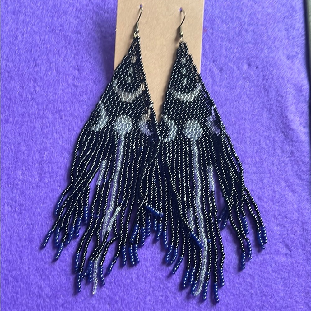 Elegant Black and Silver Beaded Earrings